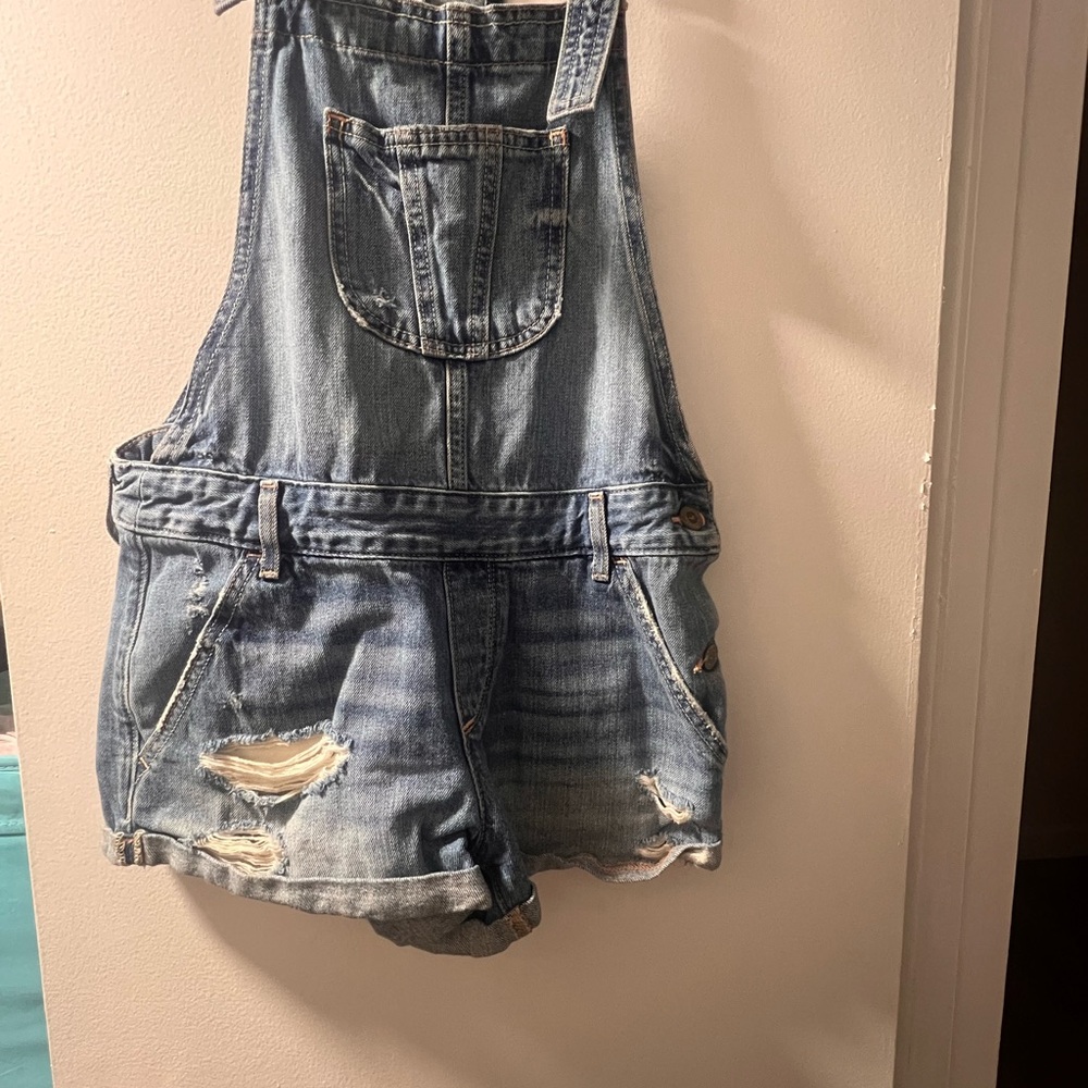 Hollister Denim Overalls with Distressed Details Size small